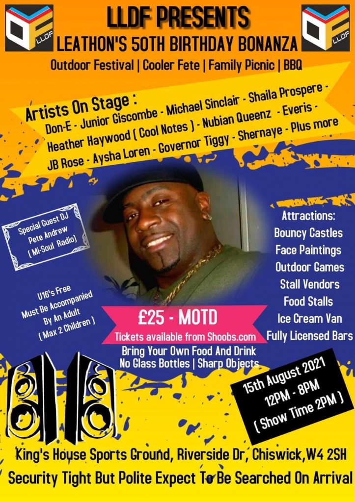 Live Streaming Tickets for the LOCKDOWN FAMILY LIVE MUSIC Festival Celebrating LEATHON’S 50TH BIRTHDAY
